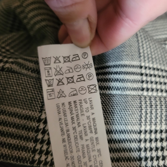 Zara plaid herringbone checkered career pants w/zipper pockets - Picture 5 of 6